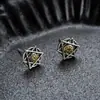 Brincos Cluster de Diamante Cheio de Novo Estilo Transfronteiriços para Homens, Modernos e Versáteis, Brincos de Flor de Íris em Forma de Cruz de Alto Padrão para Mulheres