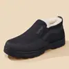 Zapatos de Tela de Invierno del Viejo Pekín para Hombre, Engrosados y Cálidos, Zapatos con Forro de Lana para Ancianos, Suela Suave, Antideslizantes, Zapatos de Algodón para Papá