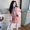 Traje de mezclilla retro rosa transfronterizo para herramientas Conjunto de chaleco sin mangas y abrigo corto para niñas Falda de cadera