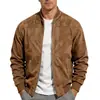 Chaqueta para Hombre Amazon Estilo Europeo y Americano Gamuza Color Sólido Cuello Alto Manga Larga Cremallera Versátil para Viajes Diarios Chaqueta de Béisbol