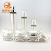 Ventas Directas de Fábrica Elegante Botella Cuadrada Blanca de Acrílico Botella Dispensadora Tipo Push Botella para Crema Material de Empaque para Botellas Cosméticas