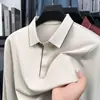 Camisa Polo de Manga Larga para Hombre de Otoño Nueva, de Alta Calidad, Transfronteriza, Casual, Versátil, Color Sólido, Camiseta de Negocios con Cuello