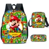 Mochila de Liberación Rápida Transfronteriza de Dibujos Animados de Mario para Estudiantes de Primaria y Secundaria Bolsa Escolar de Tres Piezas Mochila Bolso de Hombro Estuche para Lápices Venta al por Mayor