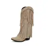 Nuevas Botas Británicas Altas 40 Comercio Exterior Botas Finas talla extra Botas de Tacón Alto 48 Botas con Borlas Otoño e Invierno Botas de Tacón Grueso Mujer Adulta