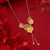 Collar de ciruela de oro de Vietnam para mujer, elegante cadena de clavícula con colgante de flor, conjunto de cadena integrada, joyería, entrega en vivo