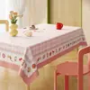 Mantel floral de dibujos animados, impermeable, a prueba de aceite, lavable, aislante térmico, anti-quemaduras, mantel cuadrado para comedor, lujo ligero, sensación de alta gama, mantel para mesa de centro