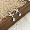Brincos de Borboleta Doces, Brincos de Luxo de Nicho High-End, Brincos de Zircônia em Forma de Gota Estilo Francês, Agulhas de Prata 925, Elegantes