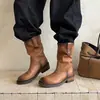 Botas de trabajo estilo vintage desgastado de diseño nicho Martin para mujer, novedad otoño e invierno 2026, botines vaqueros western de punta redonda, modernos