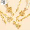 Pulsera con Chapado de Cobre Oro Real de 18K Hebilla de Pinza de Langosta Cabezal Oro Blanco Micro Diamante Doble Fila Espiral de Perla Cadena de Extensión Hebilla Accesorios