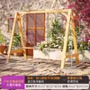 Balanço de madeira anticorrosivo para pátio externo, quintal de vila rural, cadeira de balanço dupla para jardim pequeno