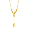 Collar Puzuo Gold Shop Mismo Estilo Oro Brillante 24K Cuentas Elásticas Hielo Triturado Láser Borla Calabaza Estilo Chino Cerradura de Alta Gama