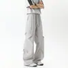 Calça de Paraquedista de Seda de Gelo Americana Duas Peças Masculina e Feminina Verão Solta Perna Larga Caimento Casual Calça de Trabalho Calça Esportiva