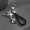 Chaveiro Masculino Tendência Europeia e Americana de Luxo Totalmente Cravejado de Strass Personalizado Dourado Formato de Leopardo Pingente de Bolsa Acessório