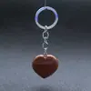 Colgante con Forma de Corazón Transfronterizo 30*12mm Llavero Piedra Natural Cristal Rosa Corazón de Melocotón Joyería DIY Más Vendida