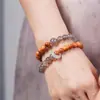 Pulseira de Círculo Duplo de Cipreste Antigo da Falésia Taihang com Cipreste da Falésia de Óleo Vermelho e Pulseira de Círculo Duplo de Anel Branco, Nova Pulseira de Estilo Chinês Nacional