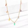 Elegante collar de acero y titanio con circonitas de colores que combinan con todo, cadena de clavícula de alta calidad, nuevo, sencillo, ligero, de lujo, para celebridades de Internet, accesorios de moda.