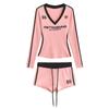 Camiseta Longa Estampada Colorida Contrastante Gola V Estilo Retrô Americano Spice Girls Feminina Verão Esportiva Slim-fit Shorts Modeladores Hot Pants conjunto