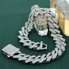 Europa y Estados Unidos transfronterizo 12mm cadena cubana de diamantes cifrado completo diamante alta calidad tendencia hip-hop para hombre collar en stock al por mayor