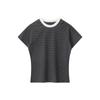 Heyhenry 2025 Verão Listras Contrastantes Camiseta de Manga Curta Feminina Retrô Slim Curta Estilo Sexy Top