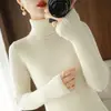 Suéter de cuello alto para mujer, nuevo estilo otoño e invierno, ajuste ceñido, manga larga, prenda interior, tejido de punto de lana, camiseta básica, negro, talla única, color albaricoque