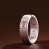 Ciervo Dorado Rey 999 Plata Pura Vintage Amuleto de Cinabrio para Protección y Seguridad Estilo Chino Año del Zodiaco Anillo Ancho Abierto