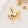 Colgante de Acero Inoxidable Transfronterizo Europeo y Americano Accesorios para Joyería DIY Accesorios de Collar con Lazo y Corazón Chapados en Oro de 18K Joyería para Mujer