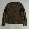Camiseta de manga comprida estilo preguiçoso para mulheres, gola redonda, novo estilo de outono, para o dia a dia, cor sólida, versátil, respirável, peça para usar em camadas, top elástico