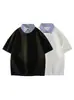 Atacado do fabricante camisa falsa de duas peças gola de camisa manga curta unissex camisa polo masculina verão manga curta algodão manga curta camiseta masculina