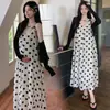Vestido de Maternidad Nuevo Verano 2026 Estilo Coreano Elegante Vestido de Lunares + Conjunto de Abrigo para Maternidad