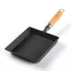 Sartén Japonesa para Tamagoyaki de Hierro Fundido Fondo Plano Sartén Cuadrada Espesada Rollo de Huevo Asado Desayuno Tortilla Artefacto Cocina de Inducción Gas