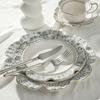 Juego de vajilla de cerámica repujada estilo europeo horno casero vintage plato para comida occidental taza y platillo combinación plato para bistec pizza plato de hueso