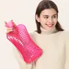 Bolsa de água quente com pontos de relevo, formato longo, especificamente para a coluna cervical, para compressa quente na barriga e para proteger a coluna lombar e cervical
