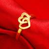 Anel de coração duplo retrô de joias Xin banhado a ouro anel de ouro areia feminino amor coração fosco anel feminino aberto