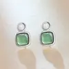 Nuevos Pendientes de Plata S925 Estilo Chino con Jade Natural Grado A, Pendientes Vintage Sencillos de Perlas Cuadradas Pequeñas, Joyería de Jade