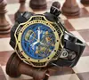 Reloj de Cuarzo para Hombre INVI 2021 Esfera Grande Agujas Redondas Corona en Espiral Dorada