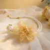 Collar Vintage Exagerado Estilo Francés Transfronterizo Europeo y Americano, Collar de Perlas de Imitación Blancas Florales Hecho a Mano al por Mayor para Mujeres