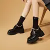 Zapatos de Cuero con Forro de Felpa para Mujer 2026 Invierno Nuevo Estilo Británico Suela Gruesa que Aumenta la Altura Cálidos Mocasines con Tacón Grueso Zapatos de Algodón Ins