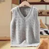 Nuevo Chaleco de Punto de Lana Pura para Niños Chaleco de Punto Unisex para Niños y Niñas Versátil Engrosado Holgado Sin Mangas Cárdigan Suéter