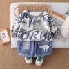 Roupas de Outono para Meninos em Atacado, Novos Conjuntos Modernos de Primavera e Outono para Bebês e Crianças, Roupas de Bebê Elegantes de Manga Longa, Tendência