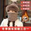 Gorro tipo jersey y bufanda para el cuello todo en uno para mujer, grueso y de terciopelo, nuevo invierno, versátil, para ciclismo, cálido y cortavientos, sombrero protector para el cuello