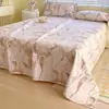 Sábana de Cama de Tela Gruesa de Algodón Puro Engrosado, Pieza Única, Adecuada para Todas las Estaciones, Funda Nórdica de Lino 100% Algodón, Juego de Sábanas Ajustables para Dormitorio Individual, Juego de Tres Piezas