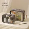 Bolsa de Cosméticos Transparente con Estampado de Leopardo de Lujo Ligero, a Prueba de Polvo, Impermeable, Gran Capacidad, Transparente Visible, Bolsa de Almacenamiento Portátil para Viaje