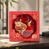 Año de la Oveja Ben Ming Nian Song Brocado Pequeña Oveja Colgante para Bendición Llavero Adorno de Bolsa Regalo de Año Nuevo Compañero Regalo de Suerte