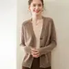 Otoño e Invierno Nuevo Cardigan Grueso de Cuello V Suave y Ceroso de Cachemira Ropa Exterior para Mujer Moda Estilo Coreano Suéter de Puntos Coloridos Chaqueta de Punto