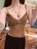Top Camisola Renda Laço Desejo Puro Francês para Mulheres Verão com Bojos Roupa Externa Afunilador de Cintura Emagrecedor Top Lindo para Garotas