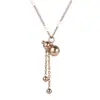 Colar com Pingente Longo de Franjas em Aço Inoxidável Venda Quente Transfronteiriça Corrente de Clavícula Dupla Camada Ouro 18K Luxo Acessível Joias de Alta Qualidade