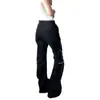Jeans casuales de corte slim-fit acampanado para mujer y hombre, con diseño de bolsillo con remaches metálicos de lunares estilo retro americano, estampados, de tiro bajo