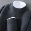 Suéter de Lana Pura Nuevo Otoño/Invierno Baicai Rong para Hombre de Cuello Medio Alto Engrosado Negocio Casual Simple Tejido Capa Base
