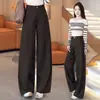 Pantalones casuales de pierna ancha de cintura alta hechos a medida estilo coreano para mujer, con un nuevo diseño de otoño que es holgado, adelgazante y de pierna recta
