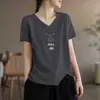 Excedente de comercio exterior transfronterizo tops holgados para mujer, camisetas de manga corta de verano, camisetas de manga corta con diseño de moda
